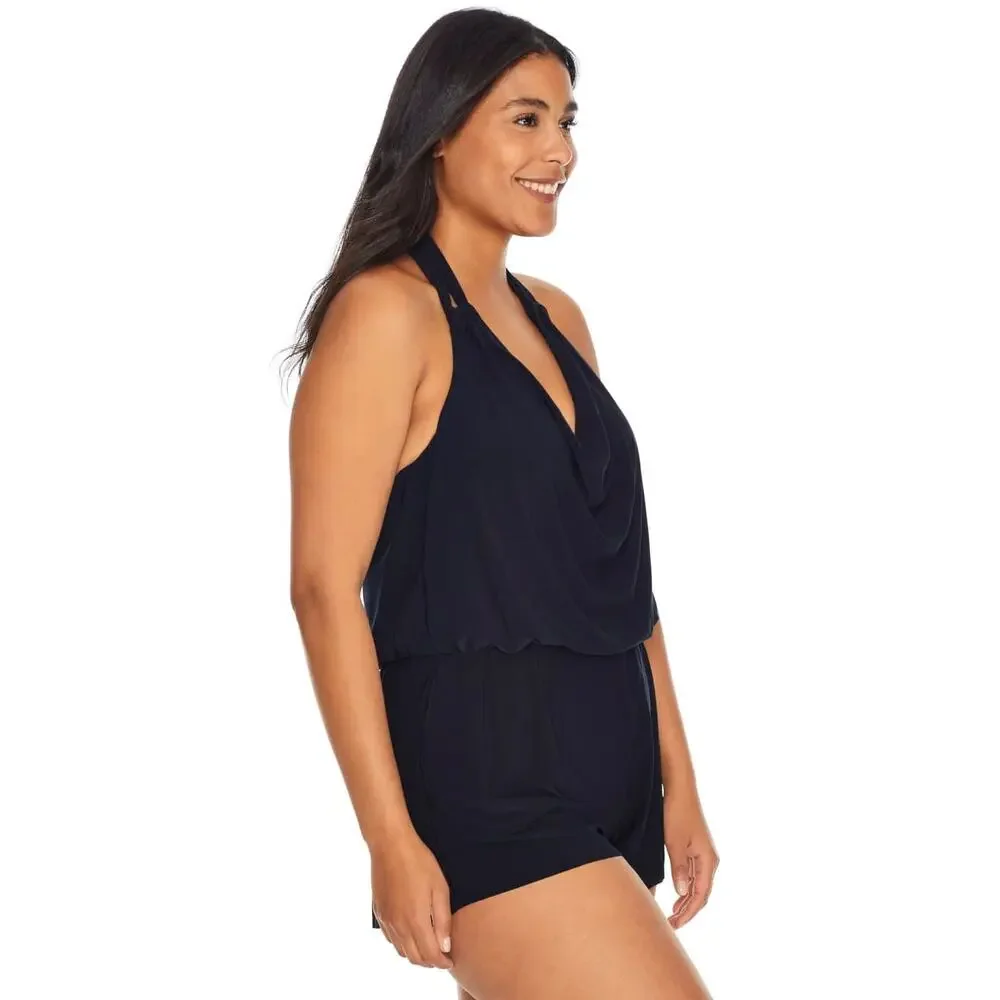 NEW MAGICSUIT Solids Marisa Romper One-piece In Black Swimsuit Size 12 NWOT